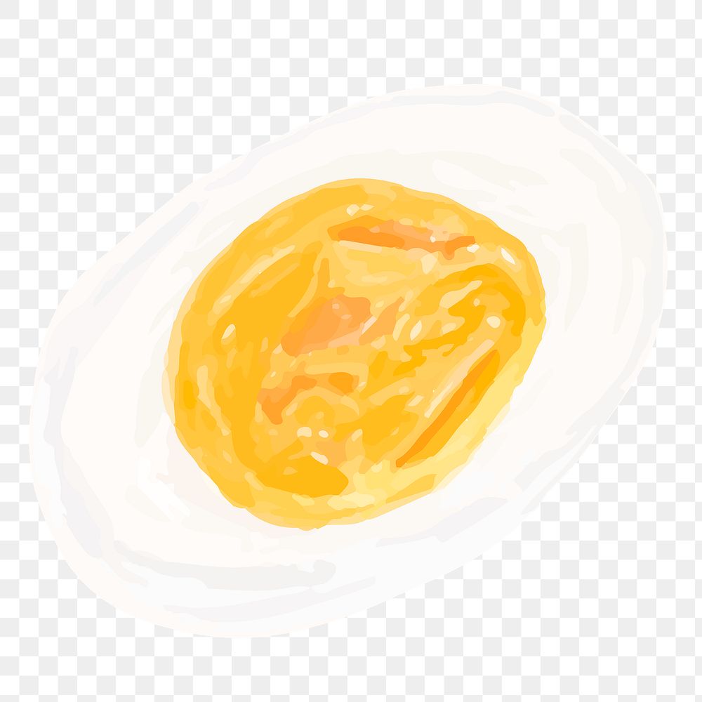 Boiled egg sticker png watercolor hand drawn