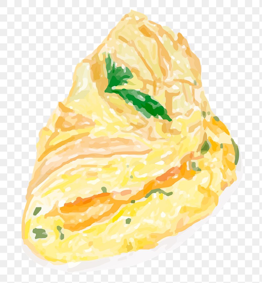 Egg omelette png sticker watercolor drawing