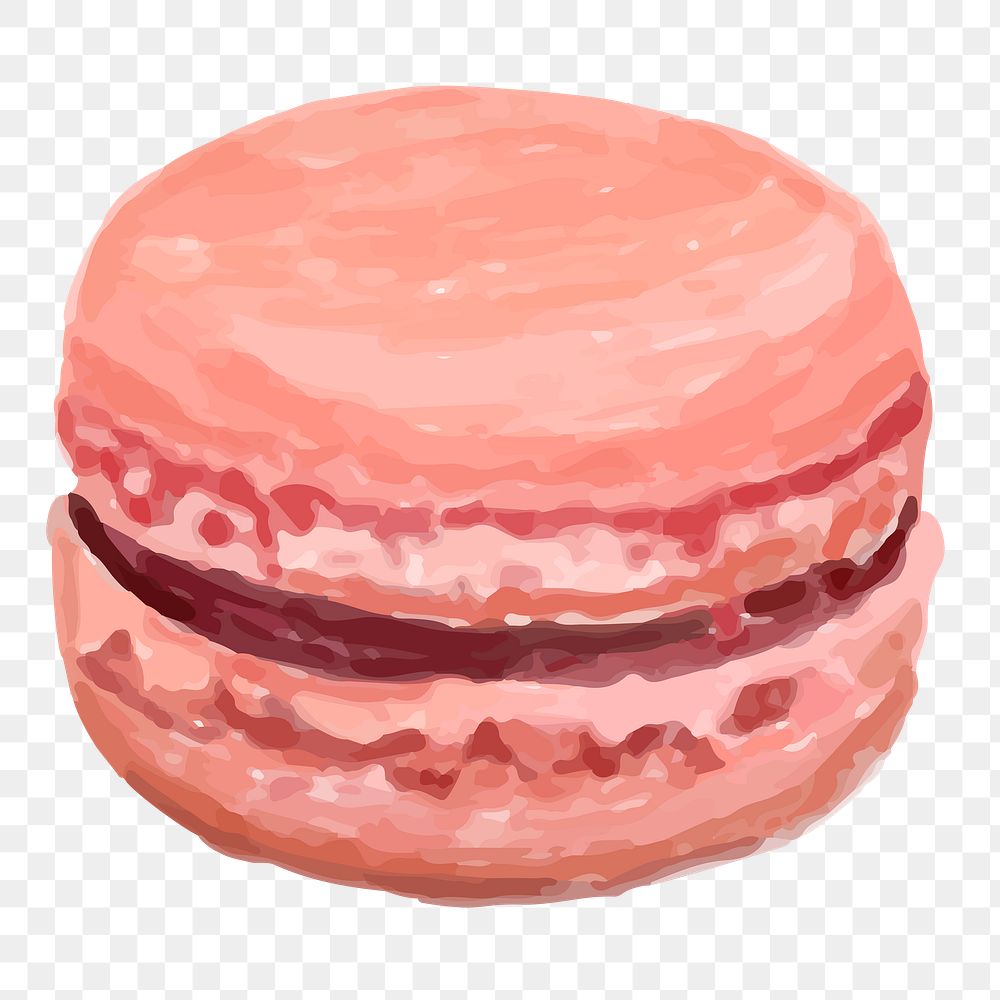 Pink macaron sweet png sticker watercolor drawing
