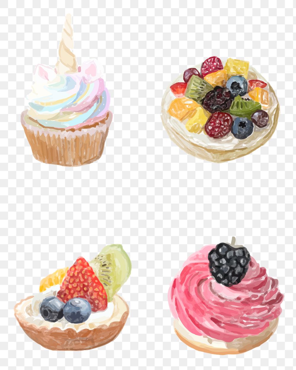 Freshly baked pastries png sticker hand drawn collection