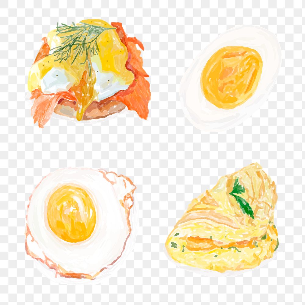 Healthy egg breakfast png sticker collection