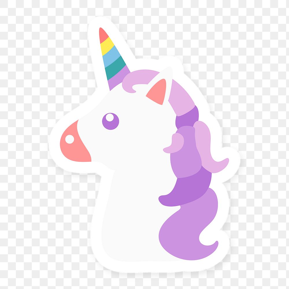Cute unicorn with rainbow horn sticker