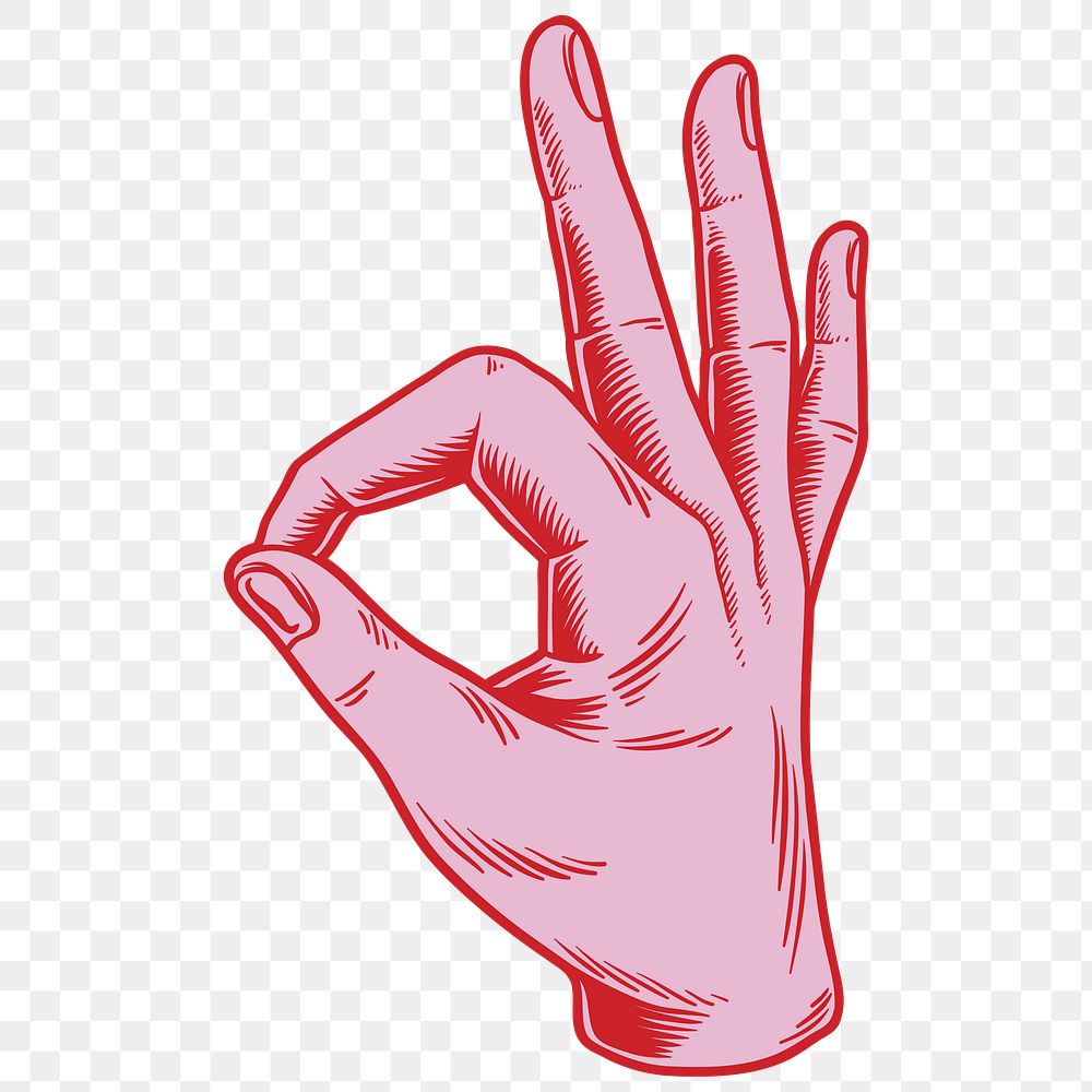Pink okay hand sign language design element