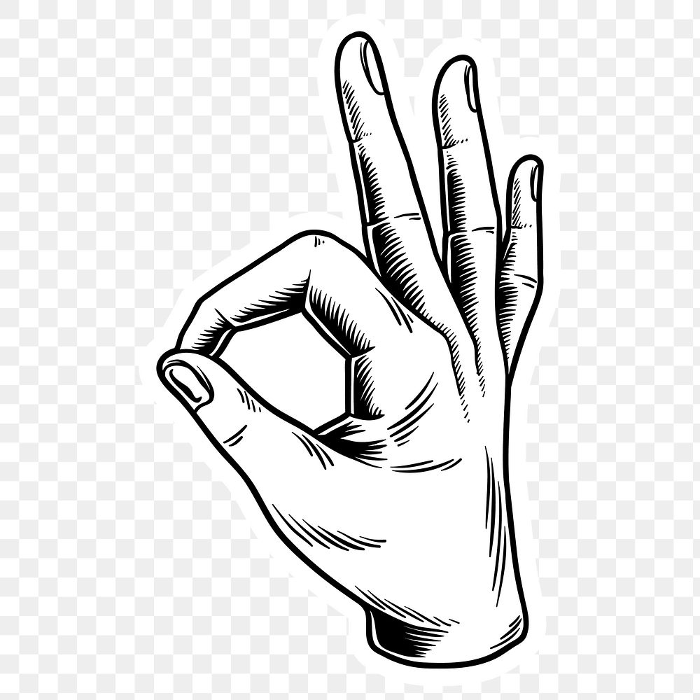 Okay hand sign language sticker design element