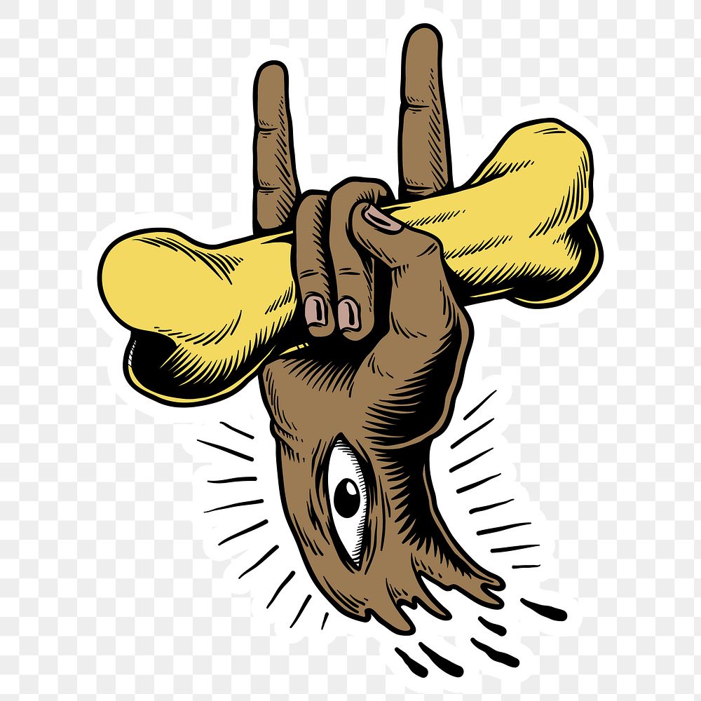 Hand drawn sign of the horns sticker design element