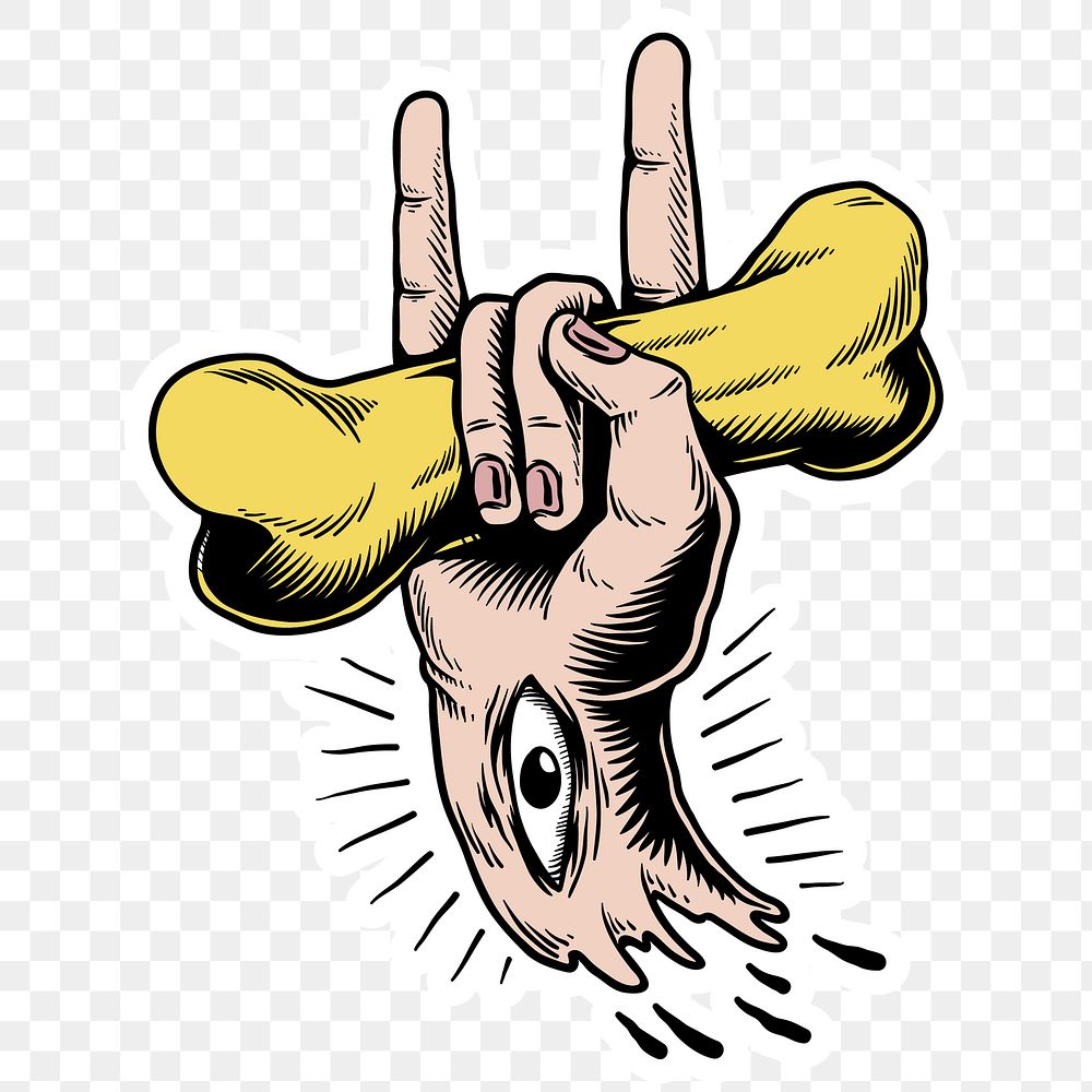 Hand drawn sign of the horns sticker design element
