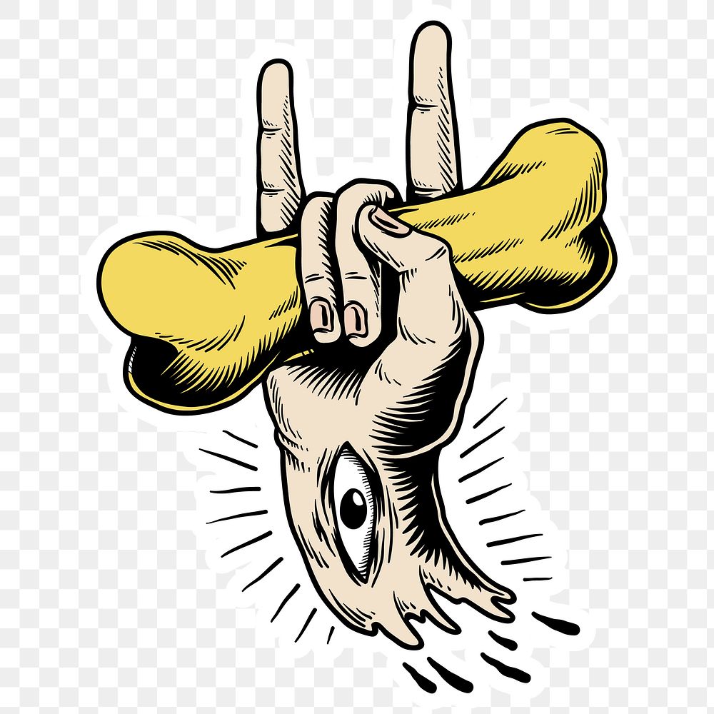 Hand drawn sign of the horns sticker design element