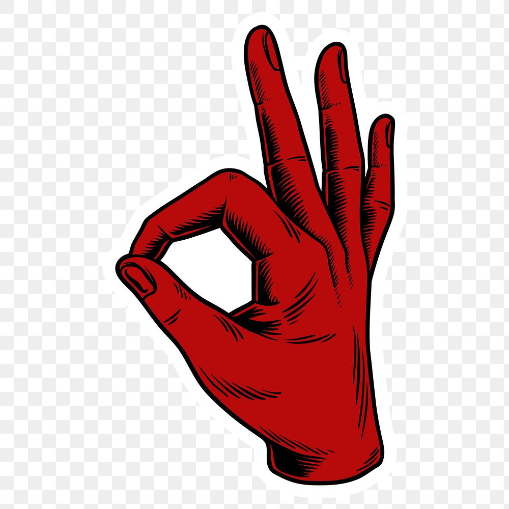Red okay hand sign language sticker design element