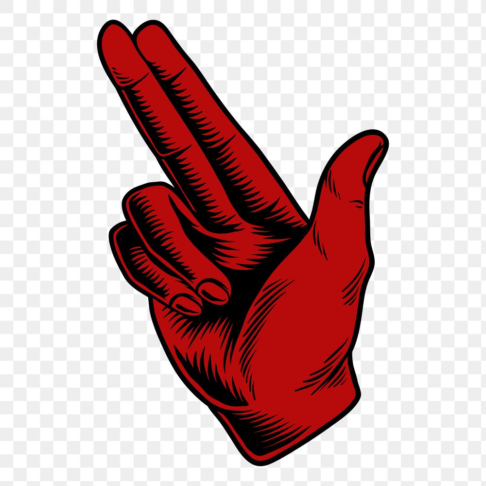 Hand drawn red finger gun symbol design element