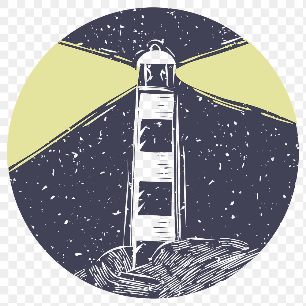 PNG lighthouse printmaking cute sticker