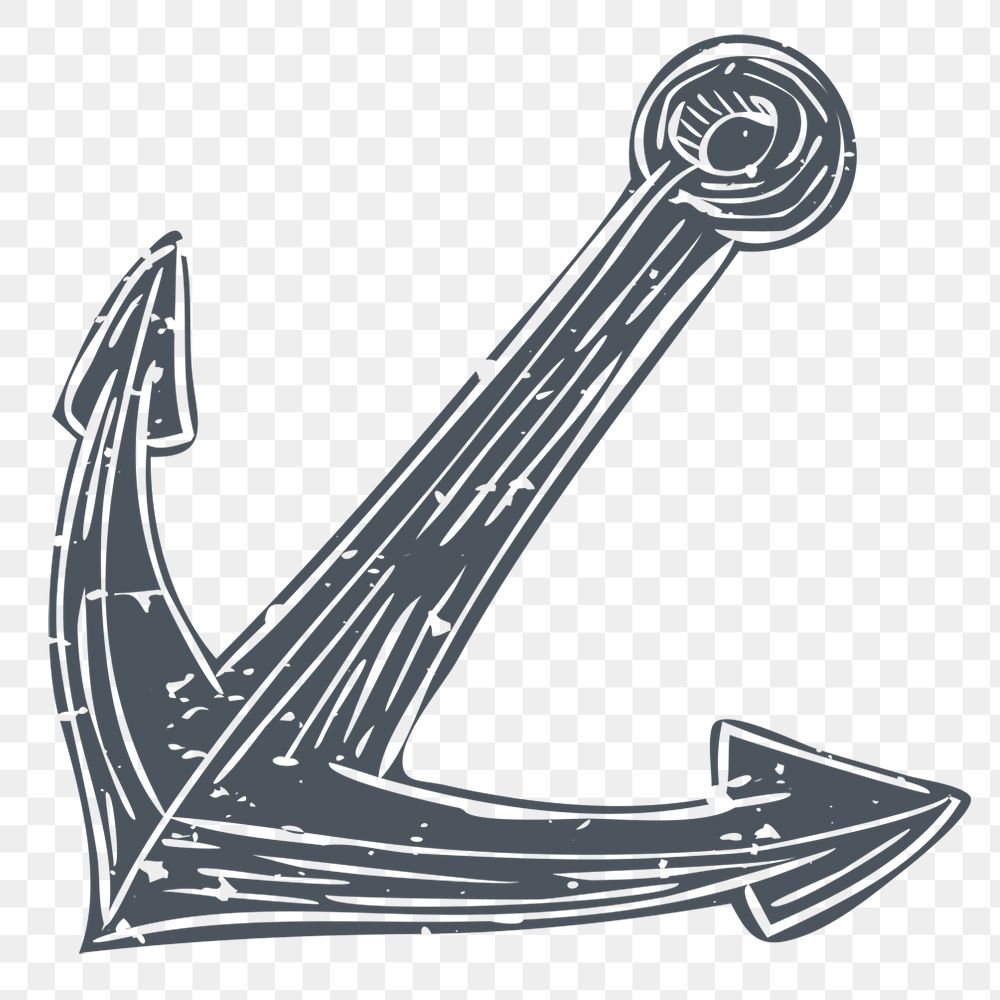 PNG anchor linocut on transparent background