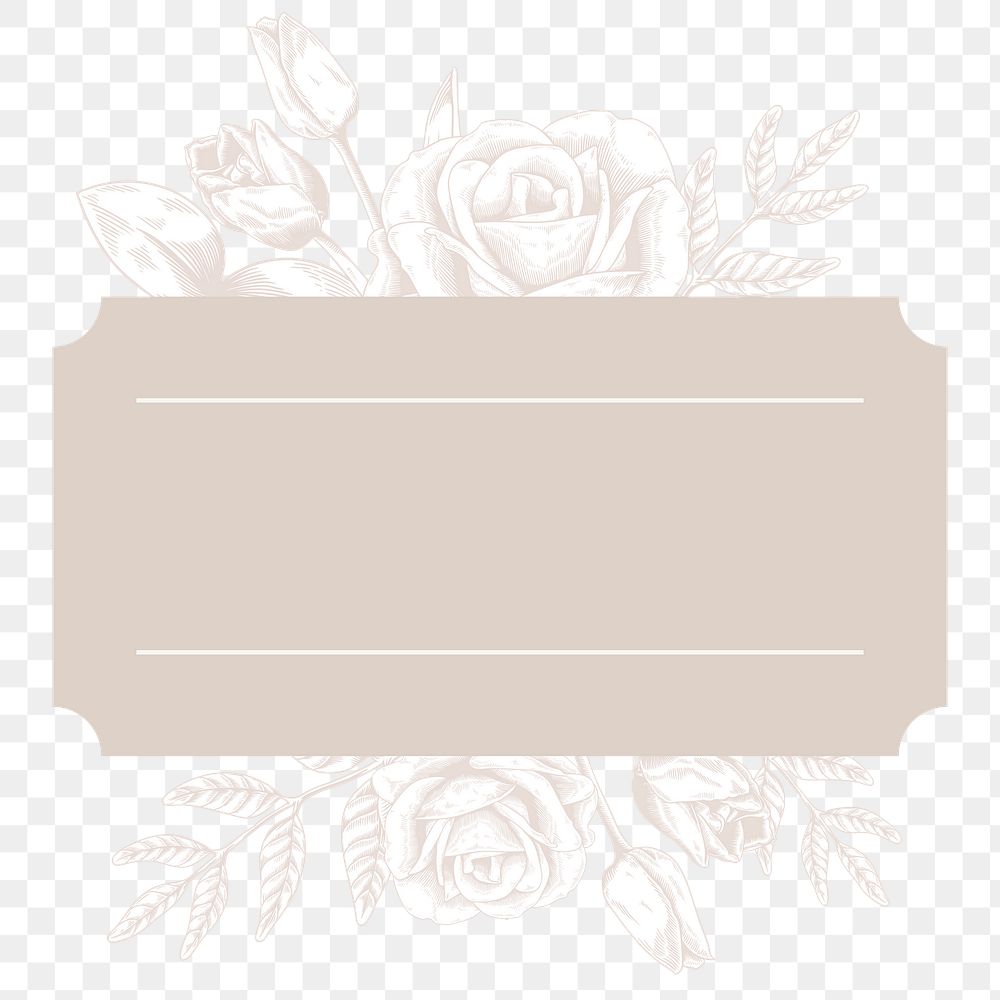 White floral pattern on a brown badge design element