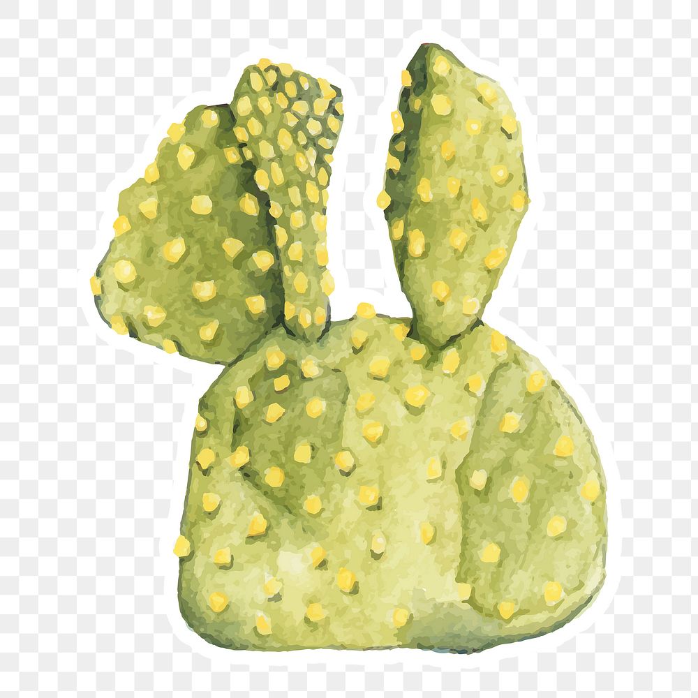 Bunny ears cactus watercolor sticker png