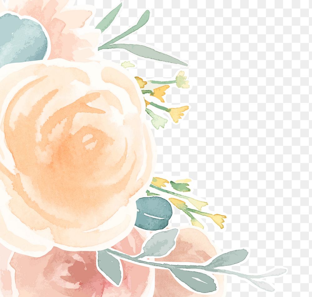 Floral bouquet png border sticker, vintage flower transparent graphic