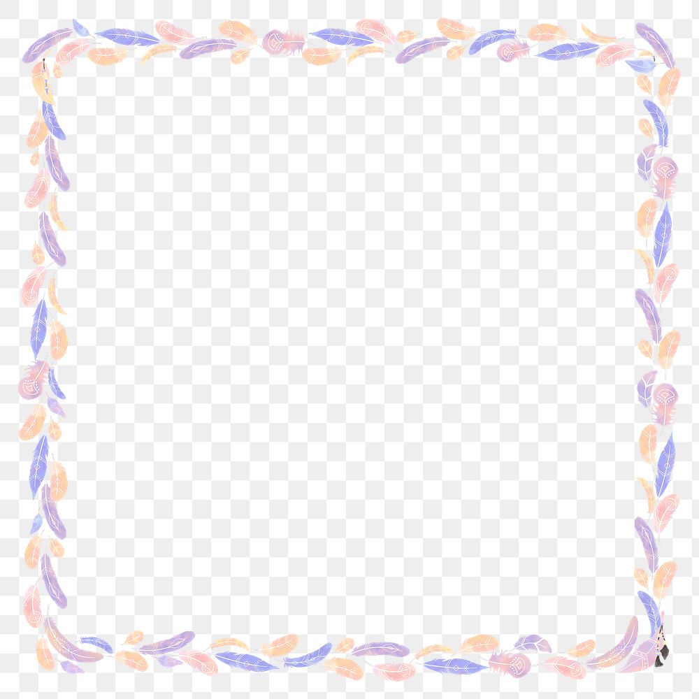 Bohemian style feather border png