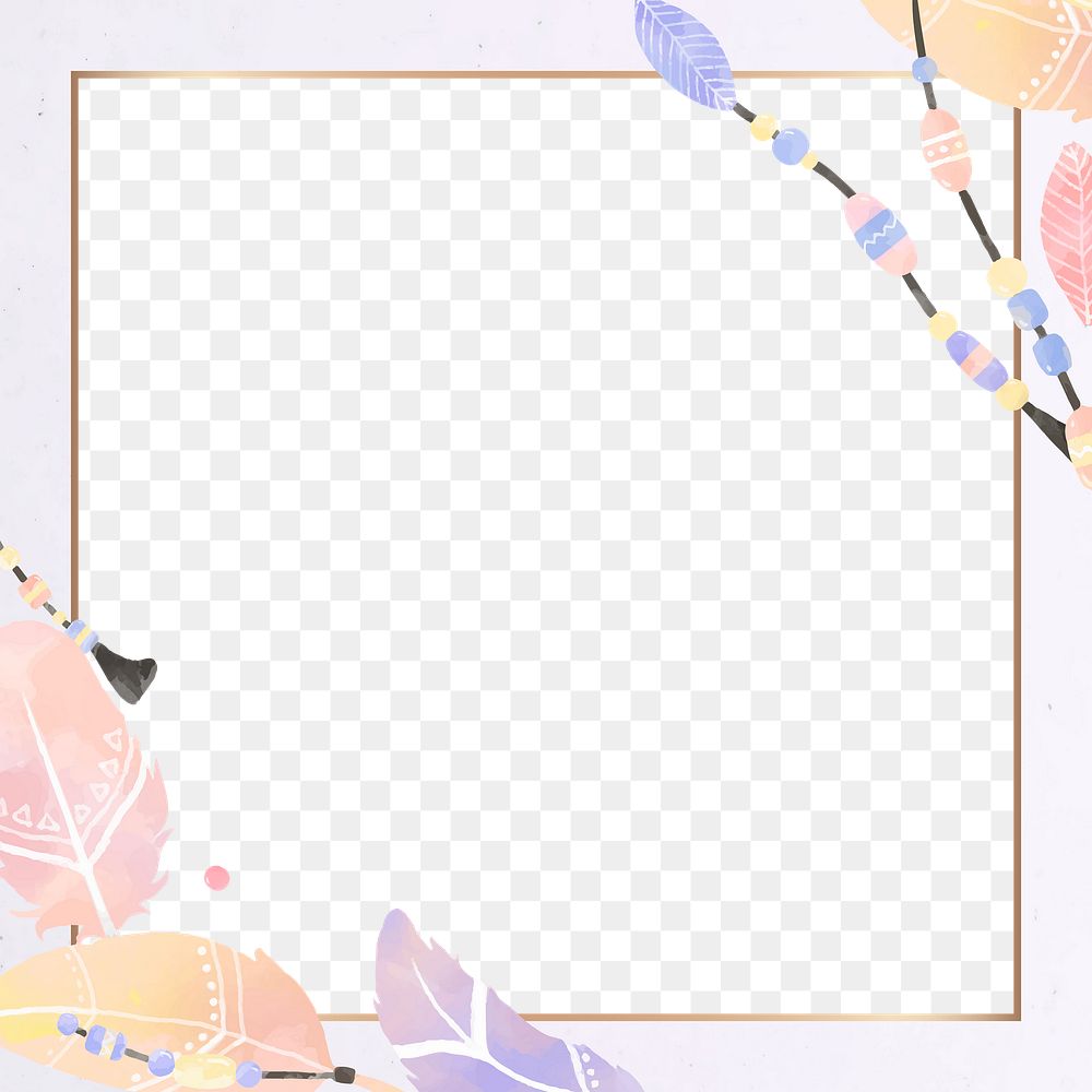 Square Bohemian style frame png
