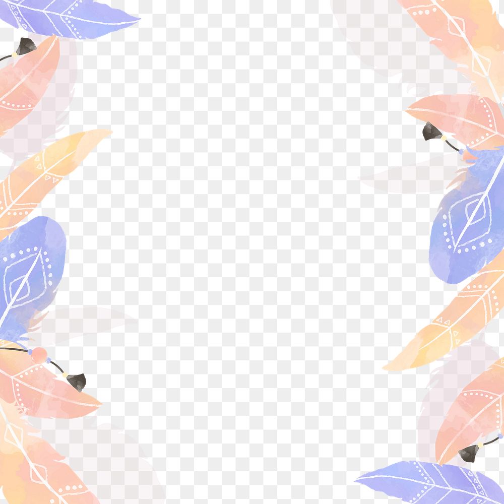 Bohemian feather png square border