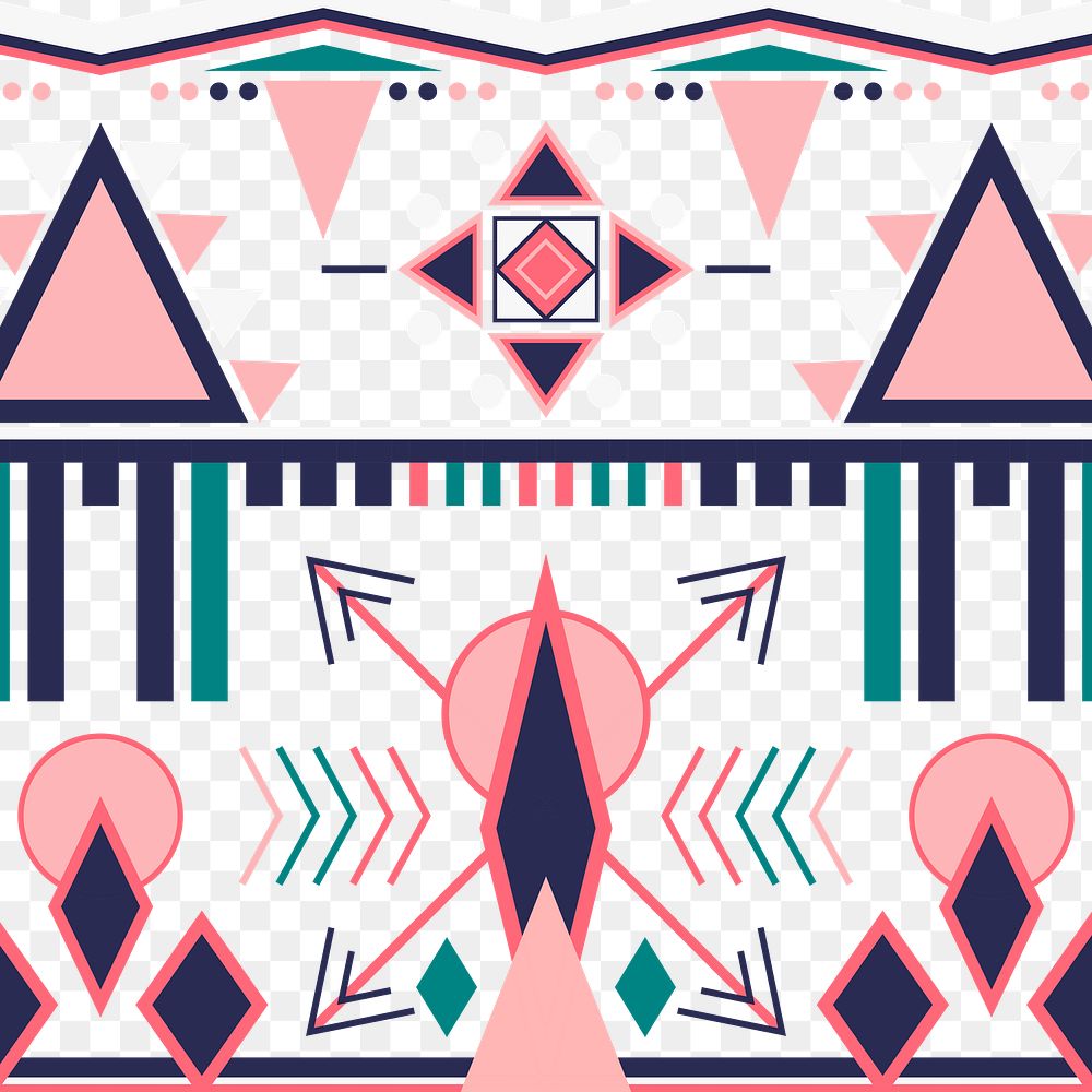 Colorful ethnic pattern png, transparent background