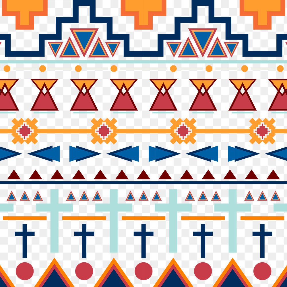 Colorful tribal pattern png, transparent background