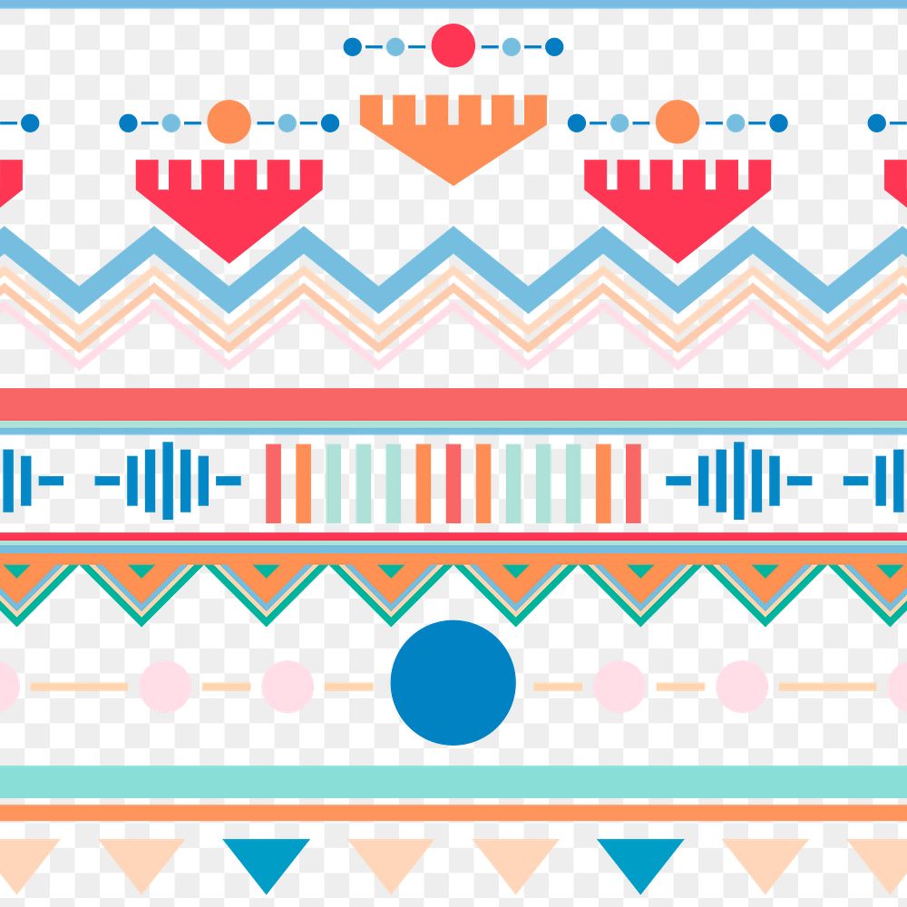 Ethnic pattern png, transparent background, colorful design