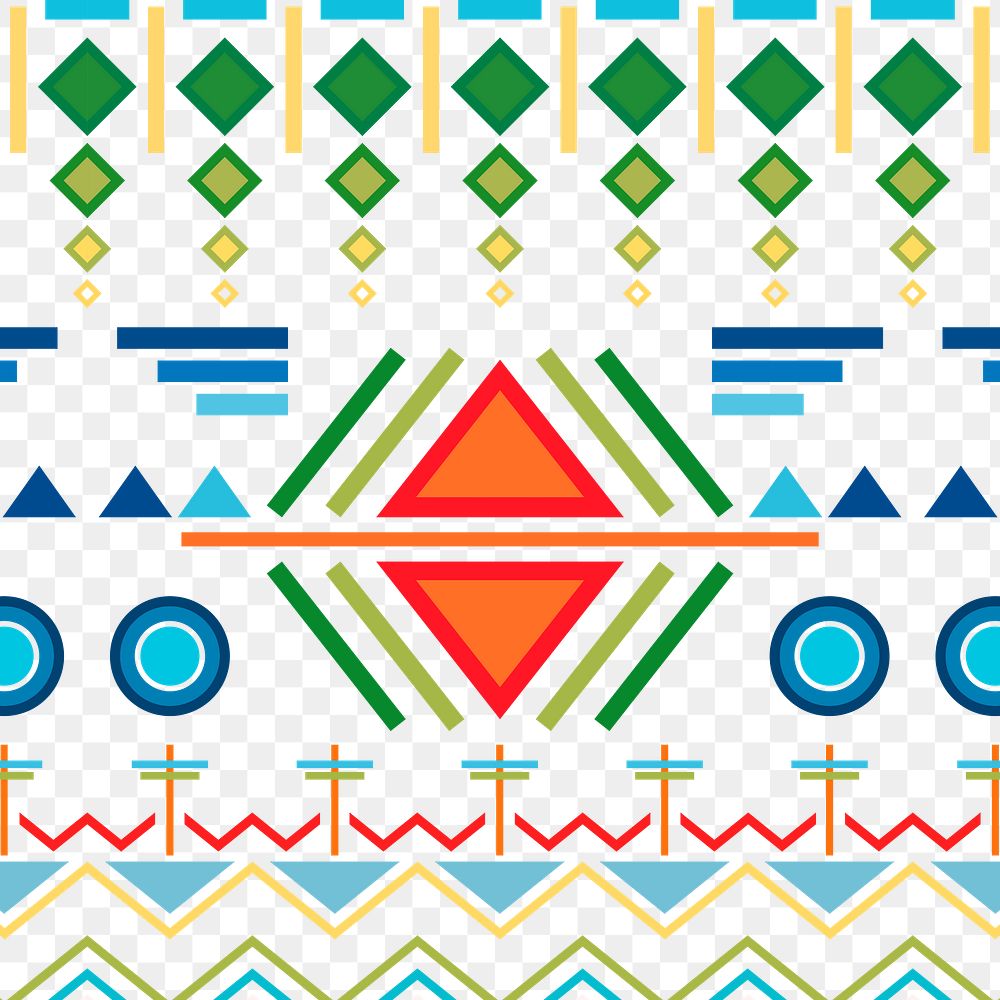 Colorful tribal pattern png, transparent background