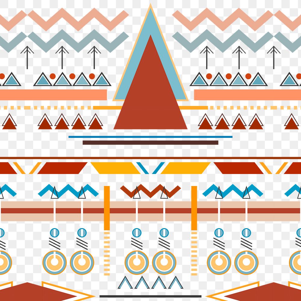 Tribal png pattern, transparent background, colorful geometric design