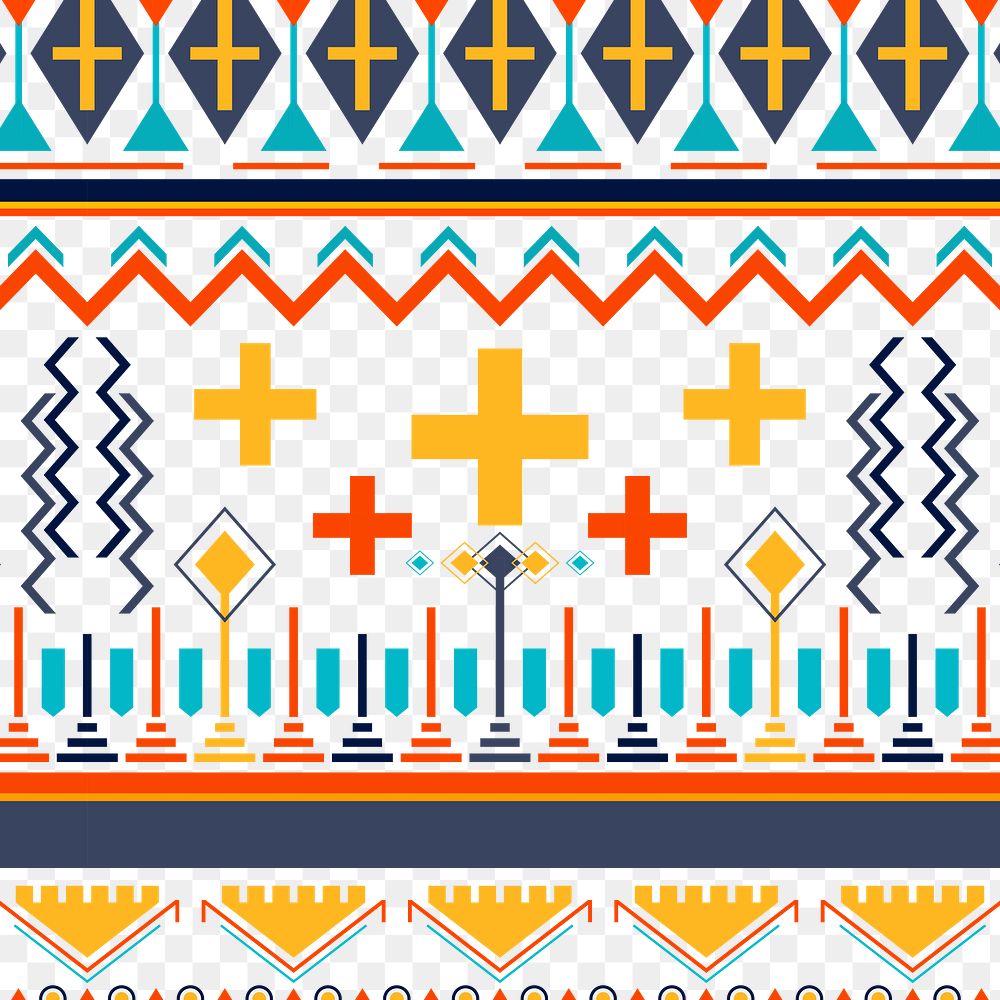 Colorful tribal pattern png, transparent background