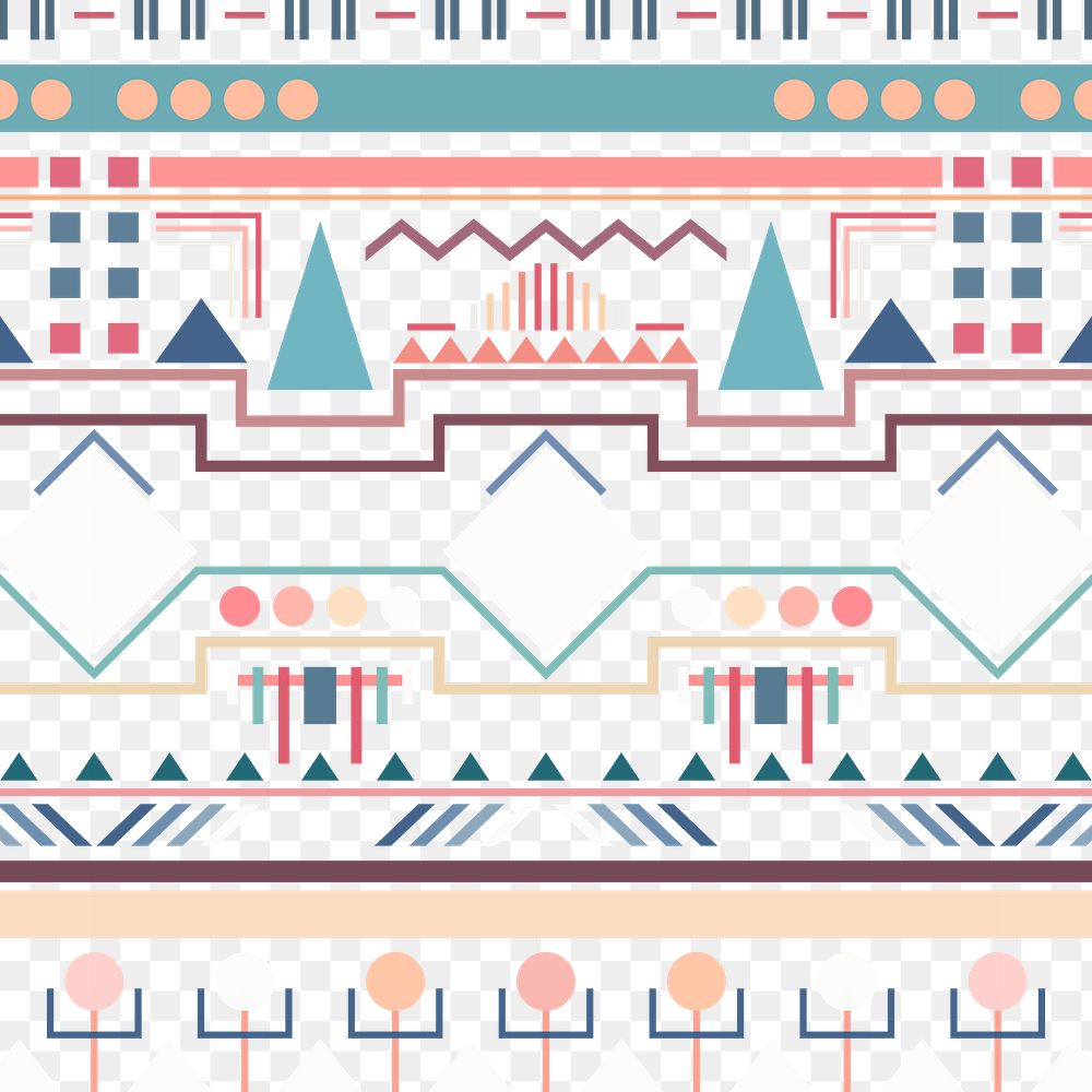 Pastel tribal pattern png, transparent background