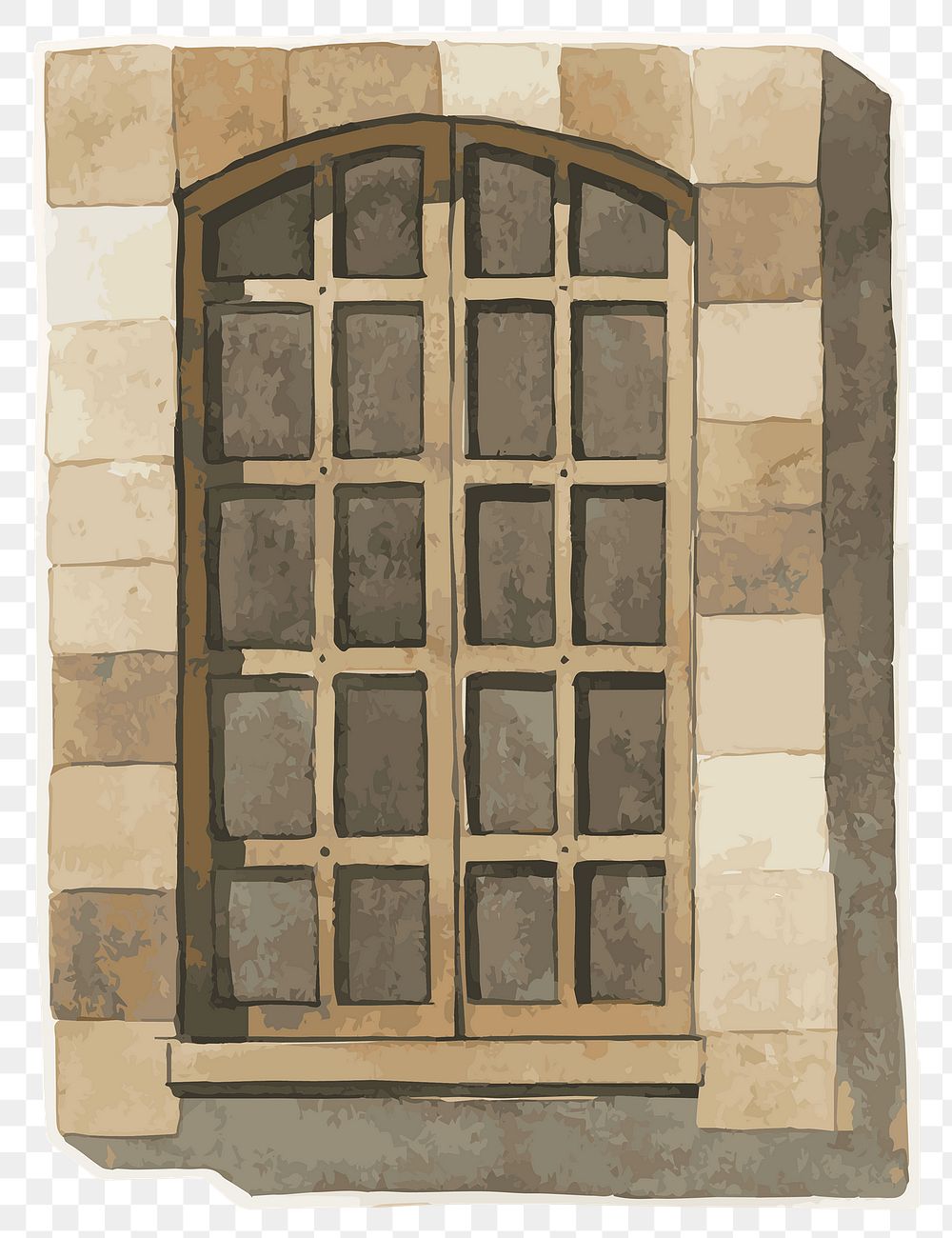 Png old window watercolor architectural clipart 