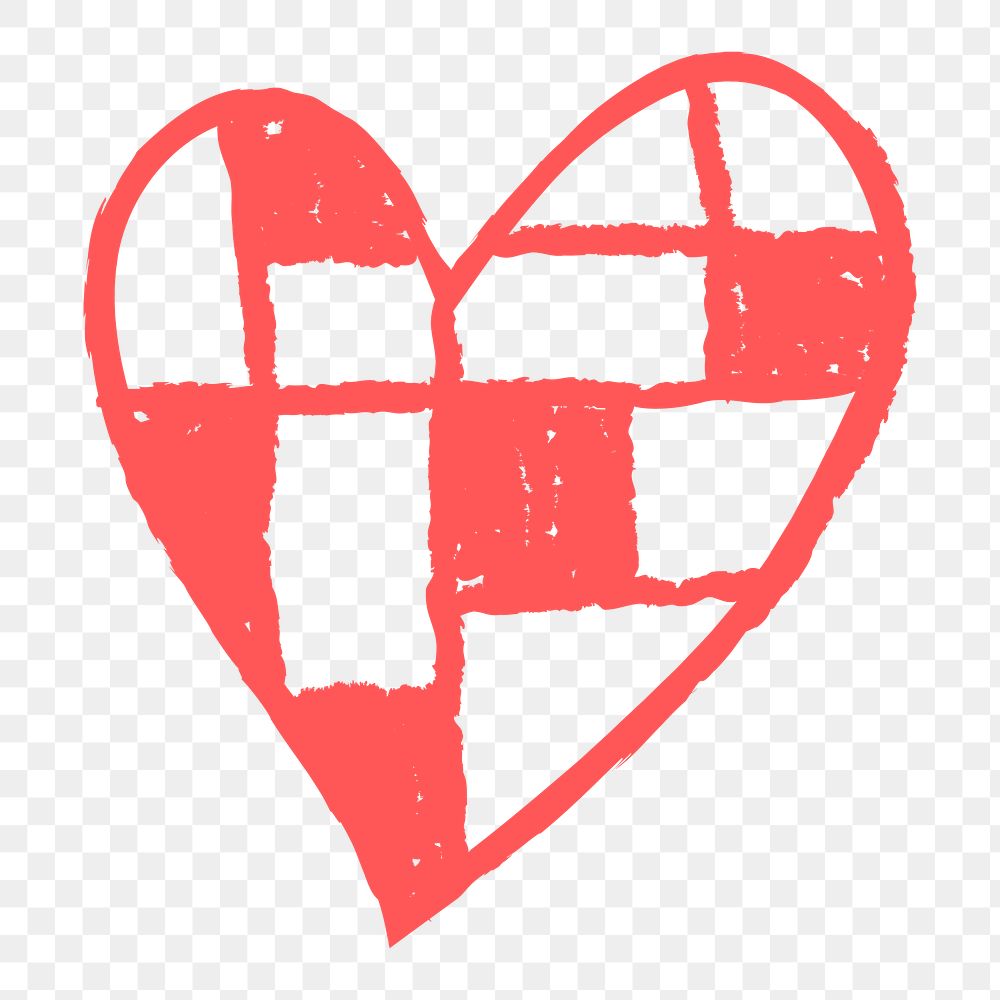 PNG Heart icon checkered, pink Valentine’s Day doodle design