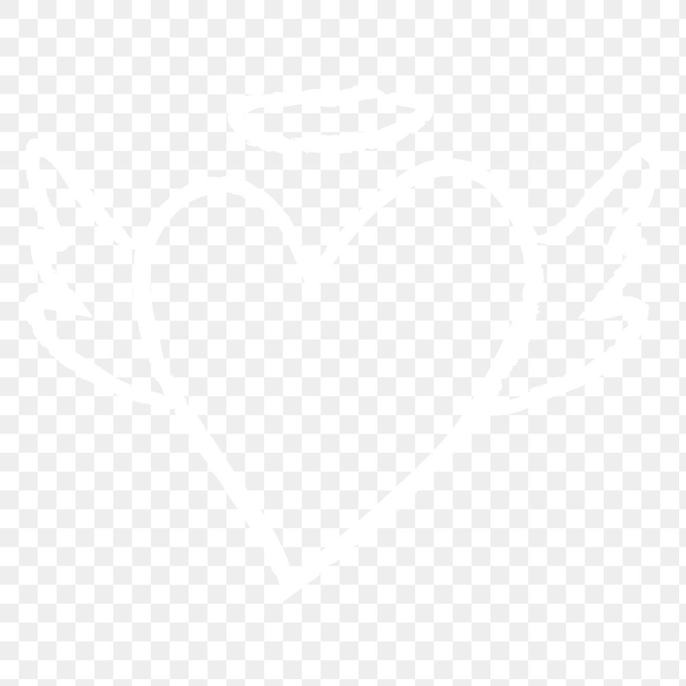 Png heart icon, angel wings doodle illustration