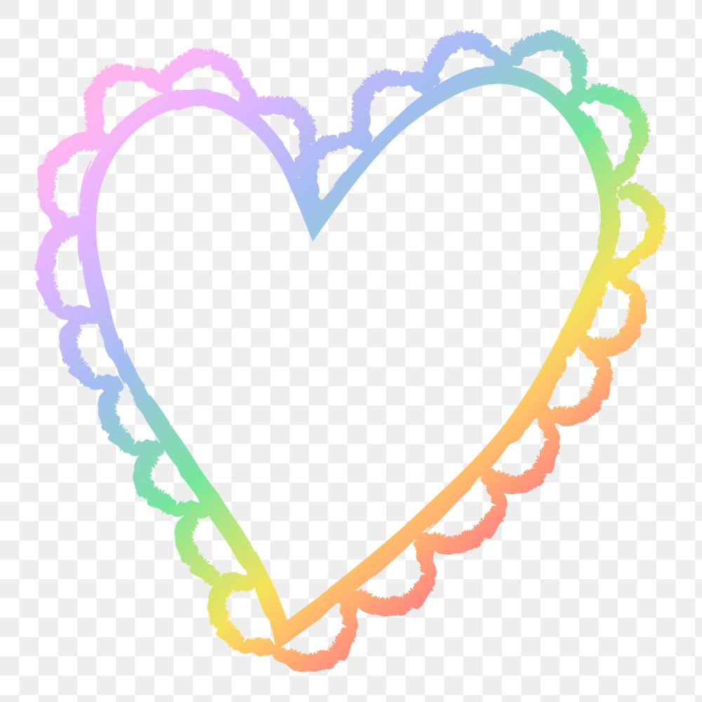 Heart png icon, holographic rainbow illustration