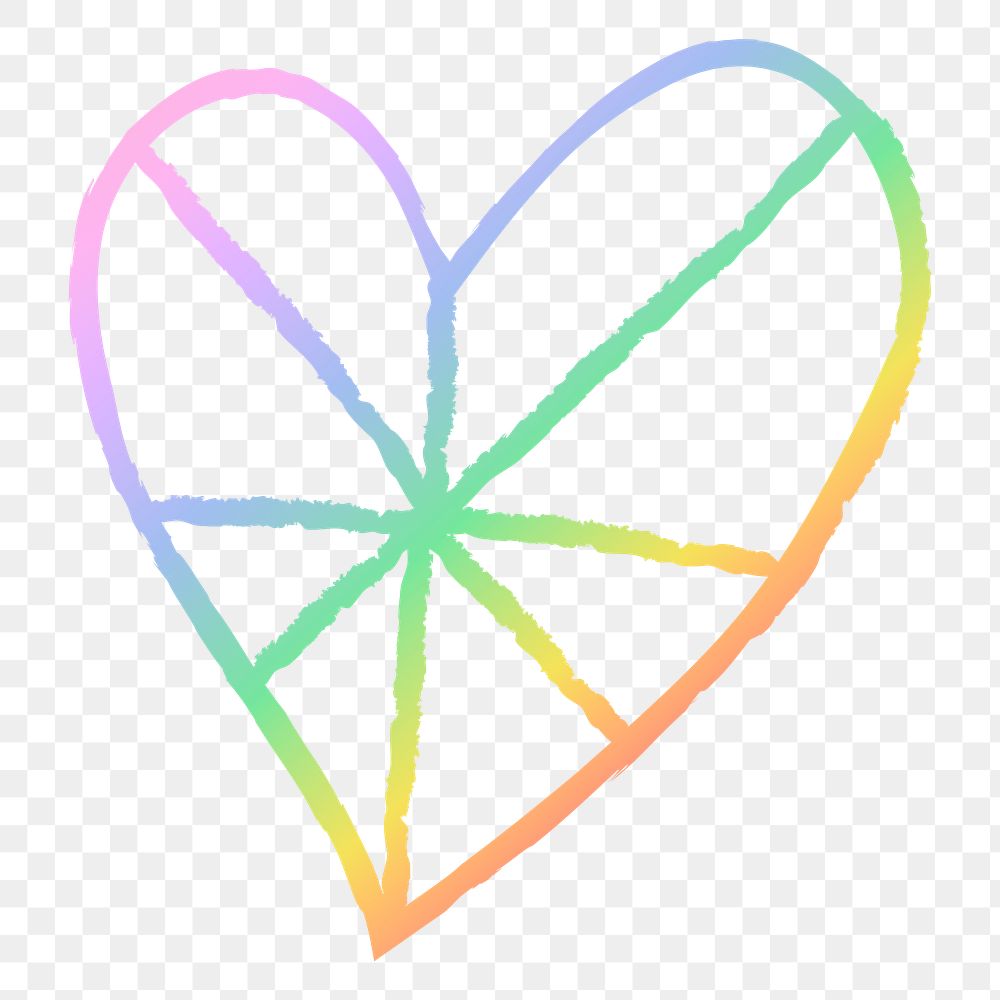 Heart png icon, holographic rainbow illustration