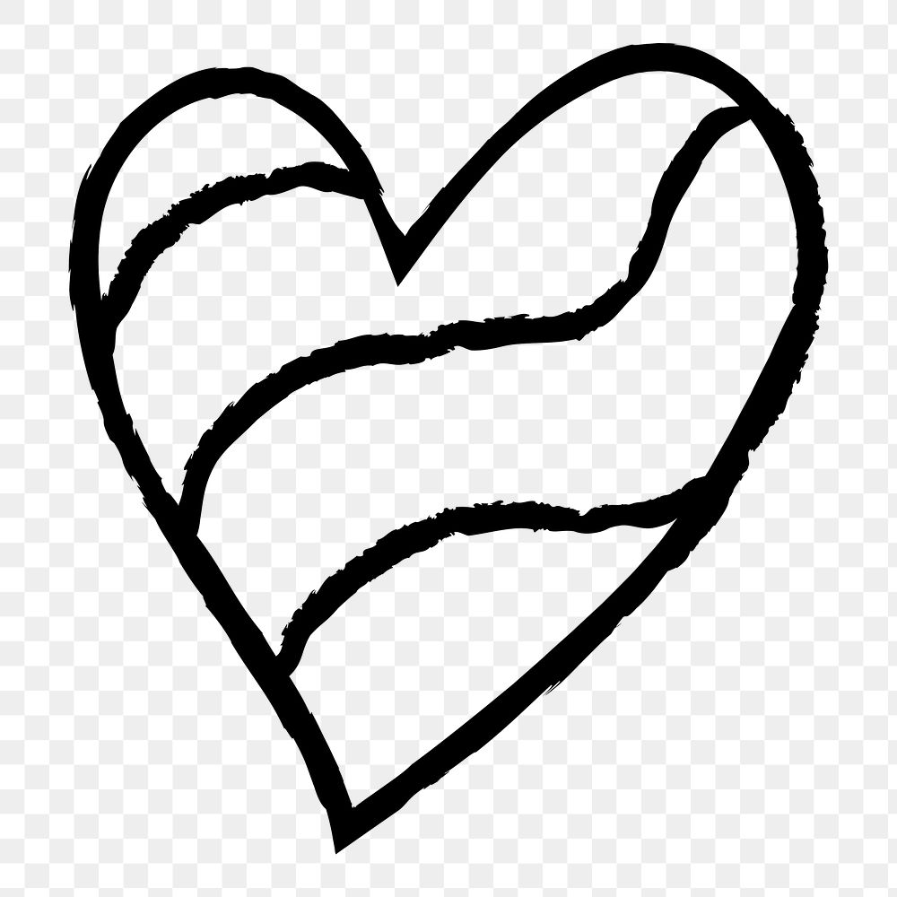 Png heart doodle icon, simple illustration