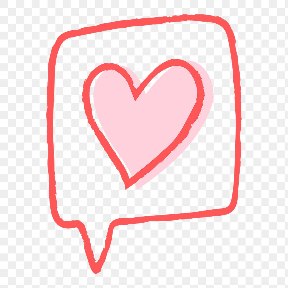 Png love message design element in doodle style