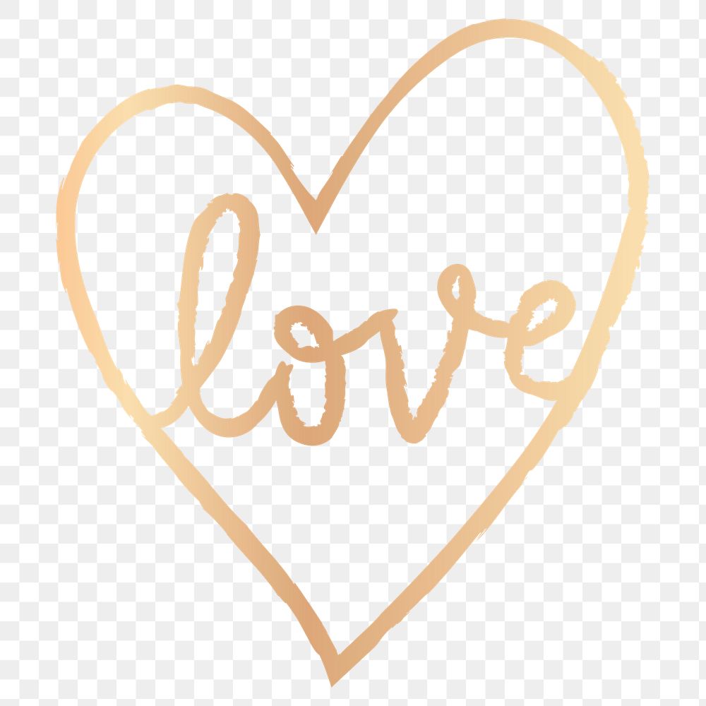 Png love heart design element in doodle style