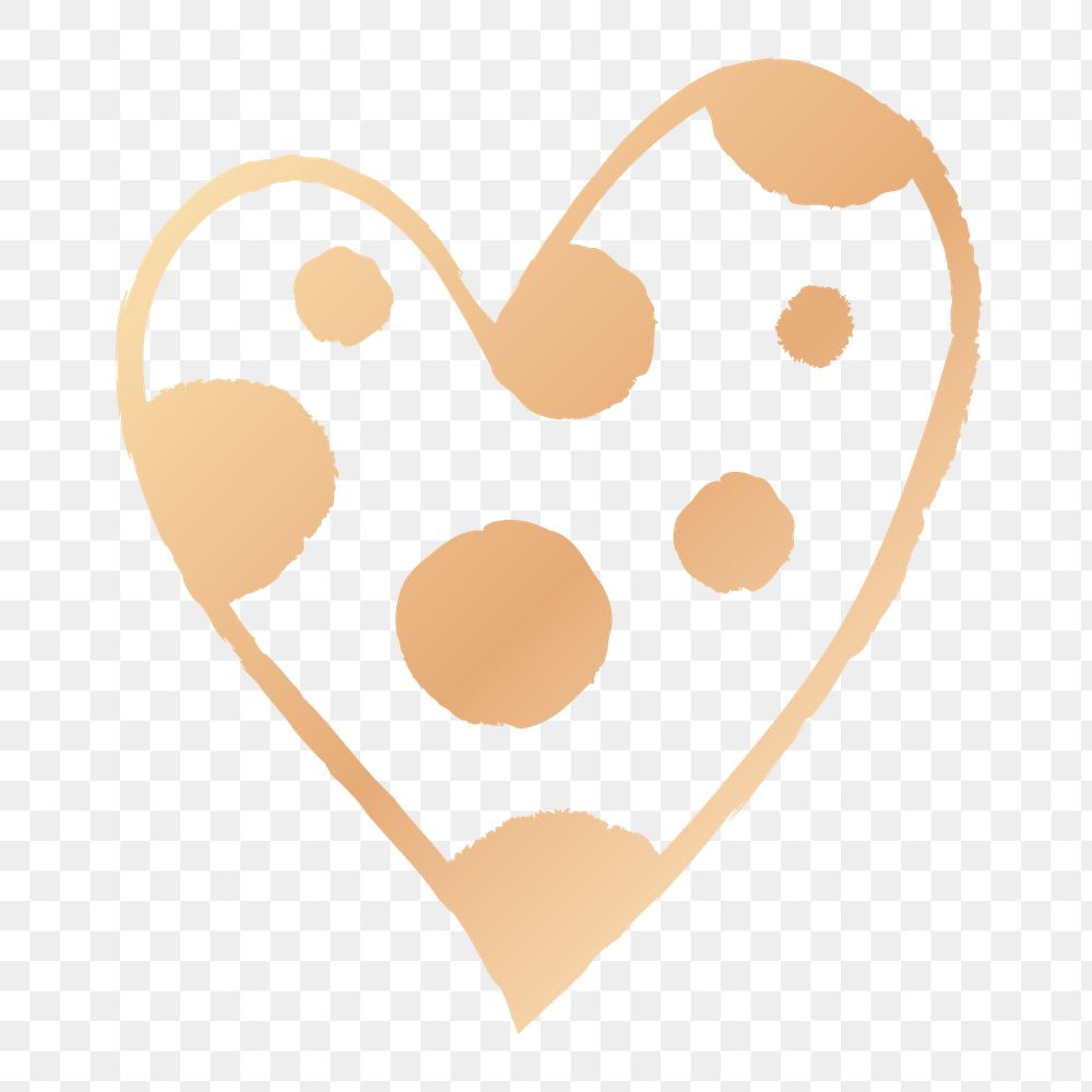 Png polkadot heart design element in doodle style