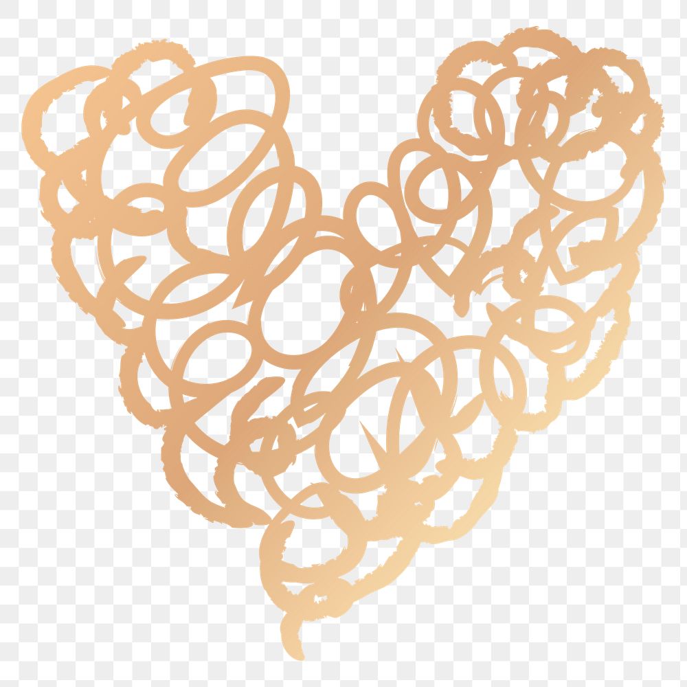 Png messy heart design element in doodle style