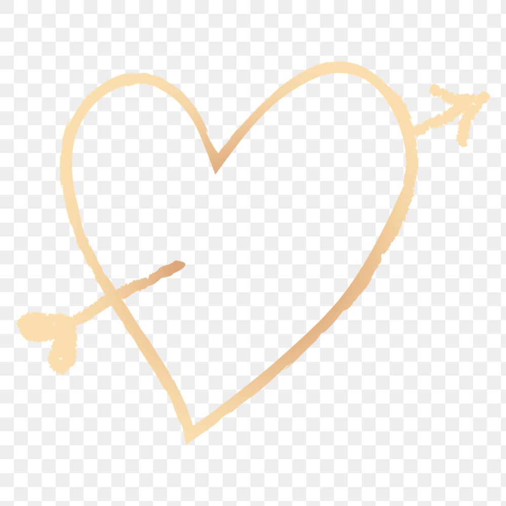 Png arrow heart design element in doodle style