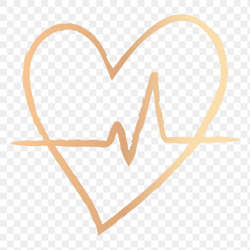 Png heartbeat design element in doodle style