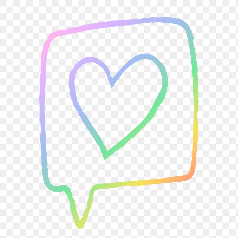 Png love message design element in doodle style