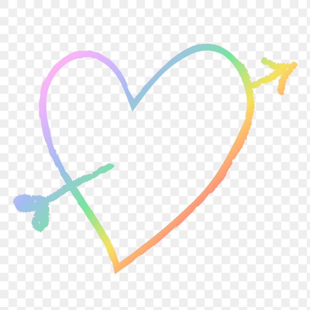 Png arrow heart design element in doodle style