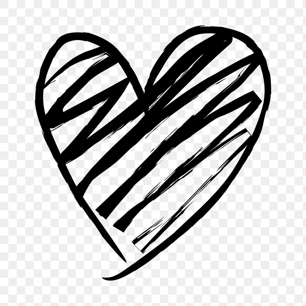 Heart png icon, simple scribble doodle illustration