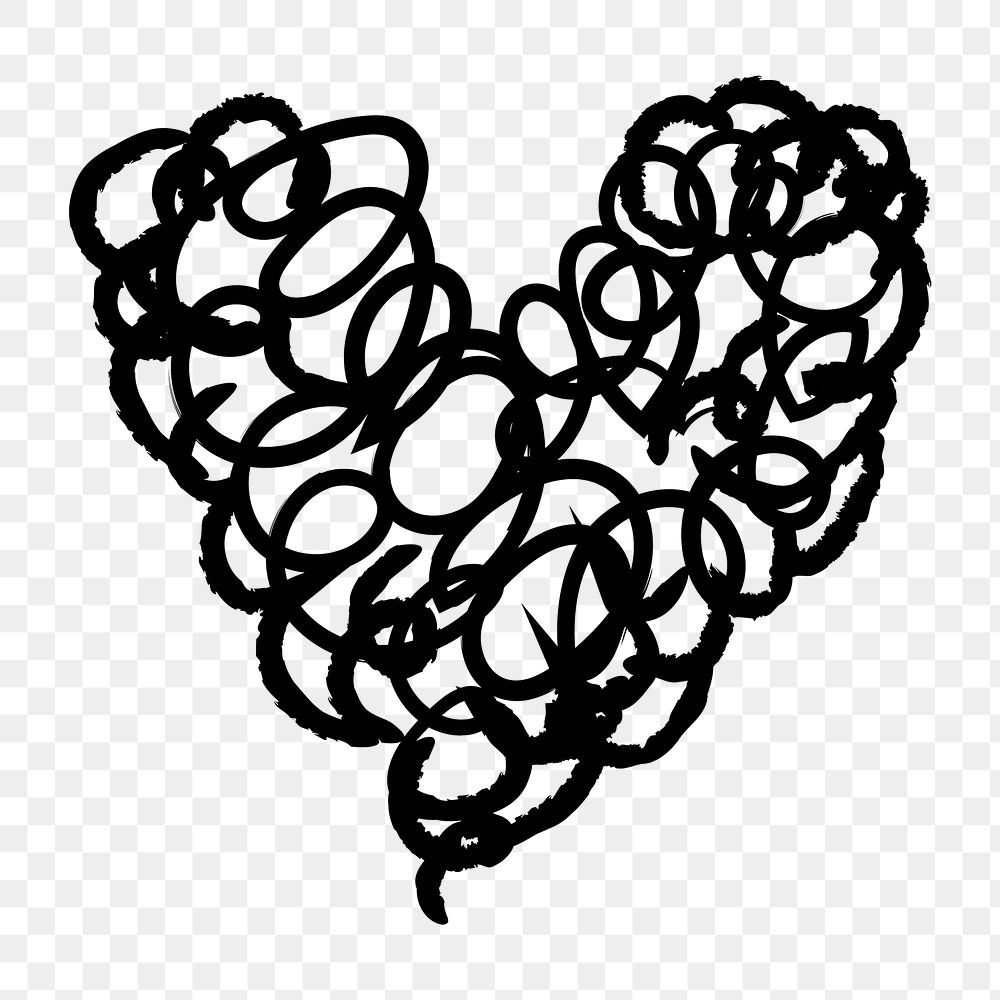 Heart png icon, simple scribble doodle illustration