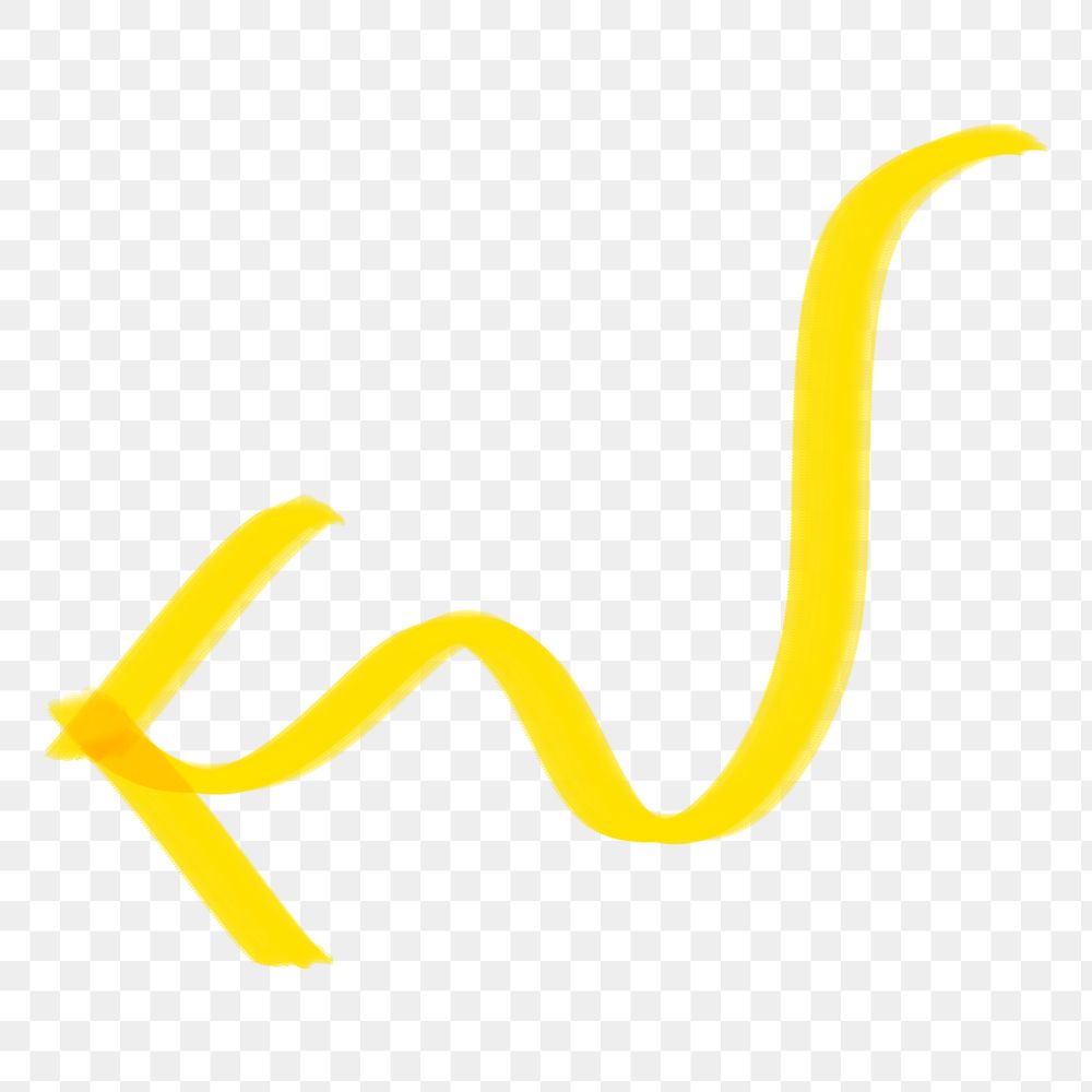 Png doodle highlight down left arrow sticker in yellow tone