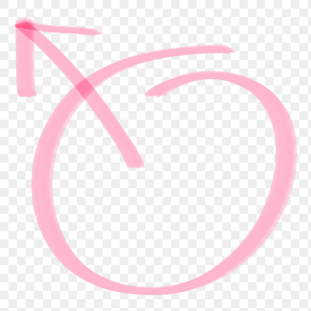 Png doodle male arrow sign in pink tone