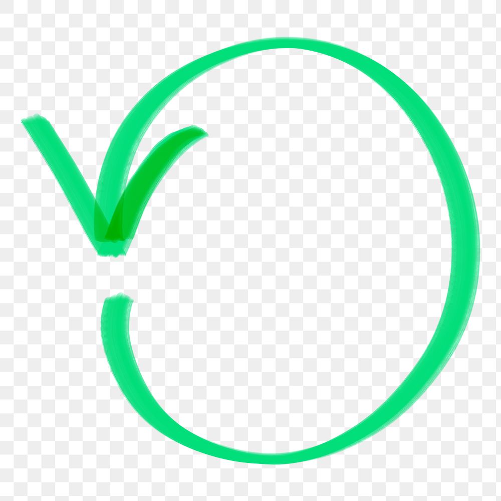 Png doodle highlight counterclockwise arrow sticker in green tone