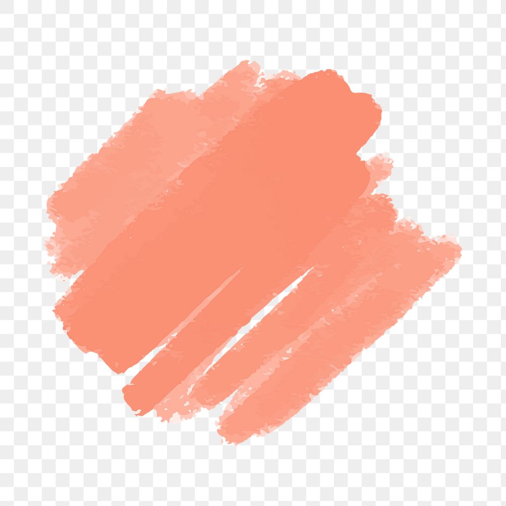 Png abstract brush stroke element in peach pink