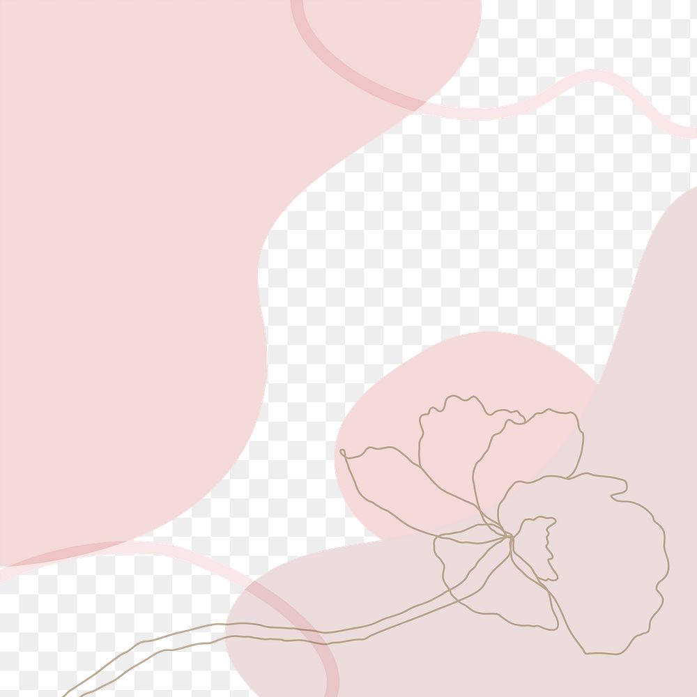 Png flower border background in pastel pink 