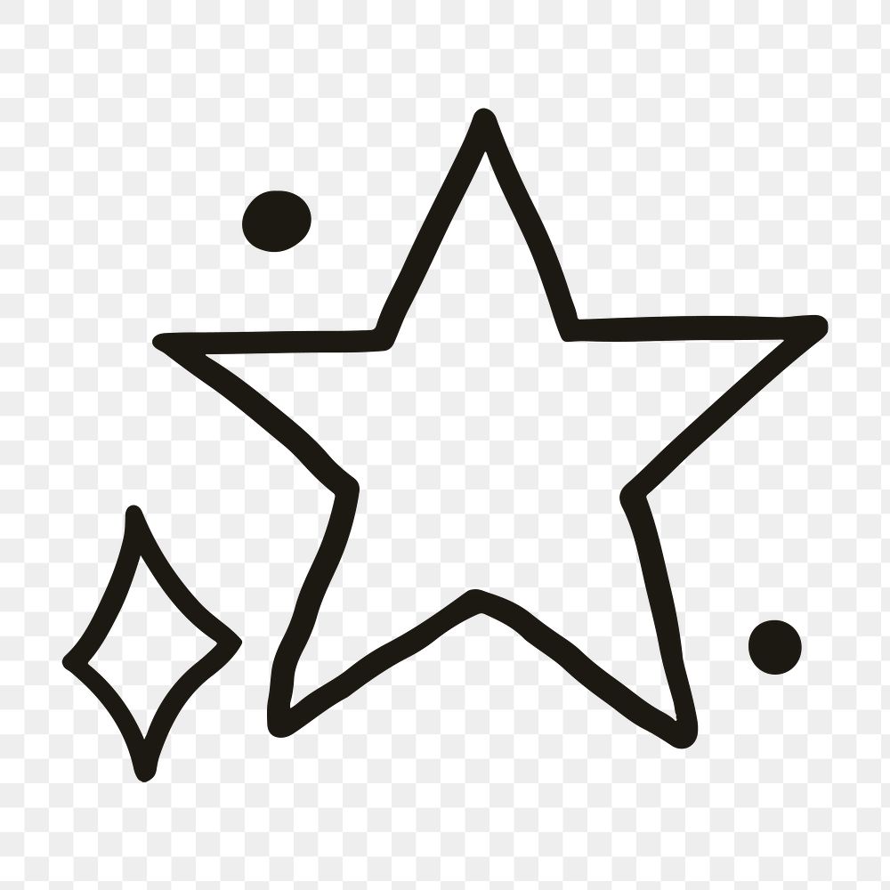 Png sparkling stars icon in doodle style